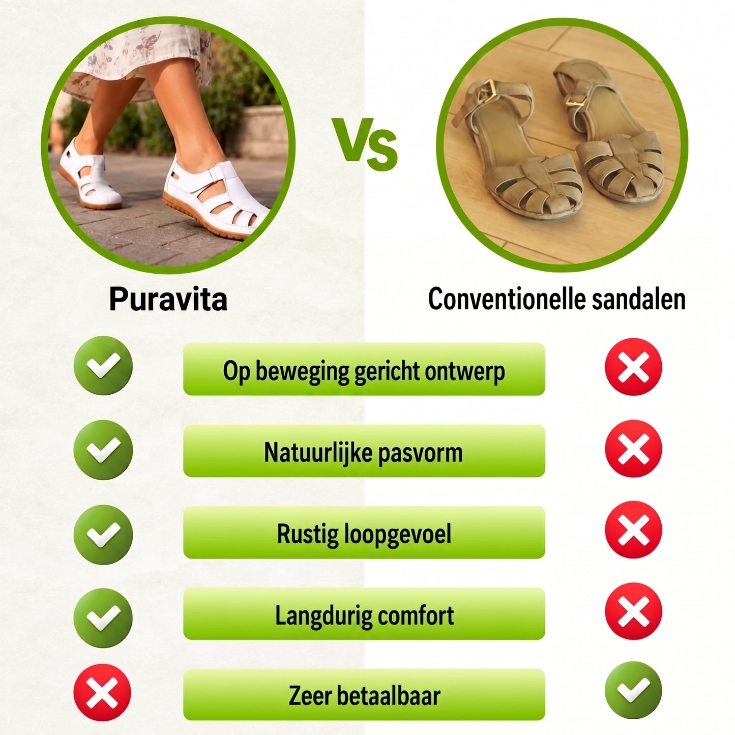 PuraVita comfortabele leren sandaal — Premium zacht · Antislip · Vederlicht